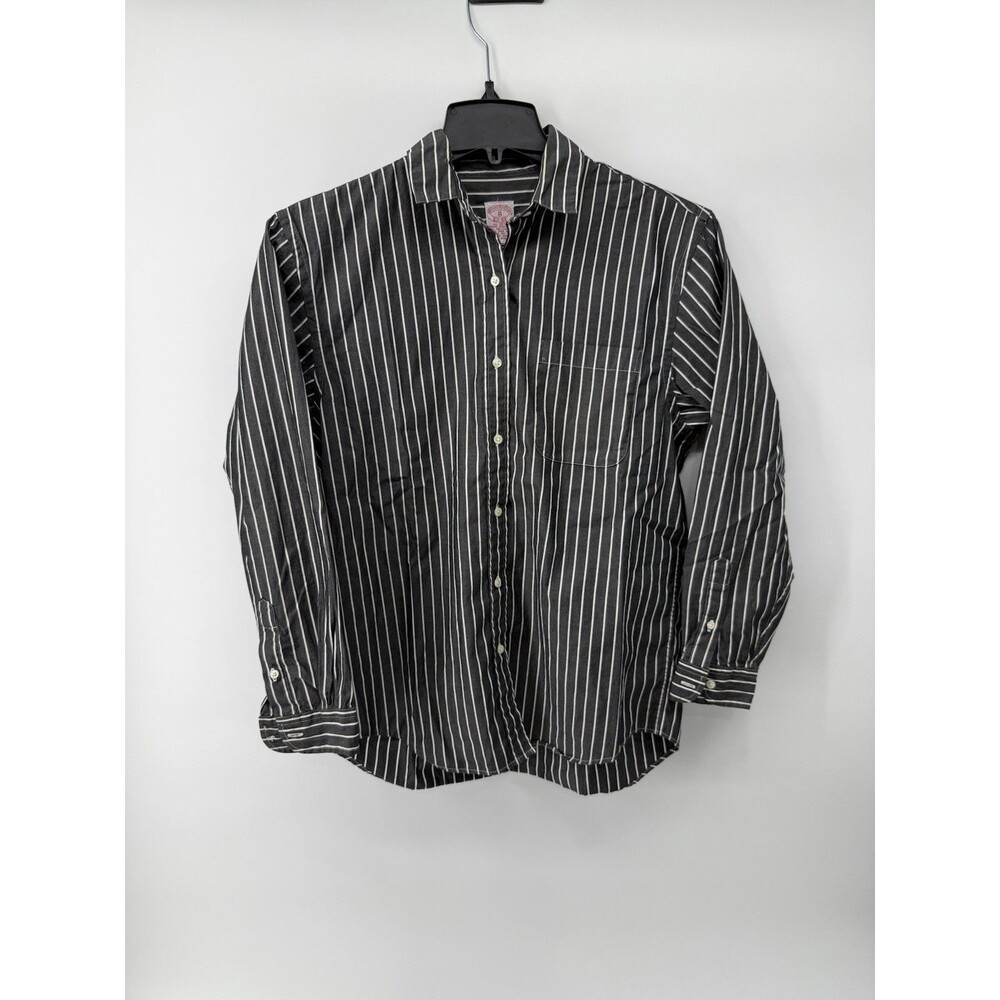 Brooks Brothers Women’s Size 8 Button Up Long Sleeve Shirt Gray White Stripe